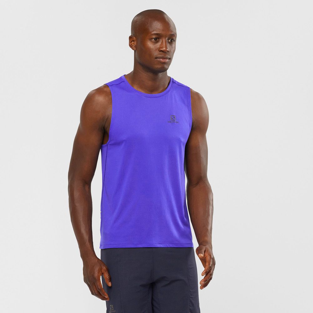 SALOMON AGILE M Philippines - Men's Tank - Blue | 389452-GEL